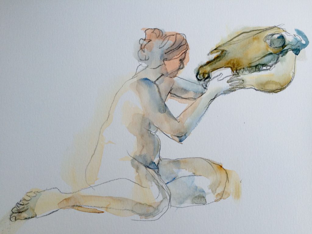 Femme au crâne
Aquarelle et crayon sur papier
42X29,7