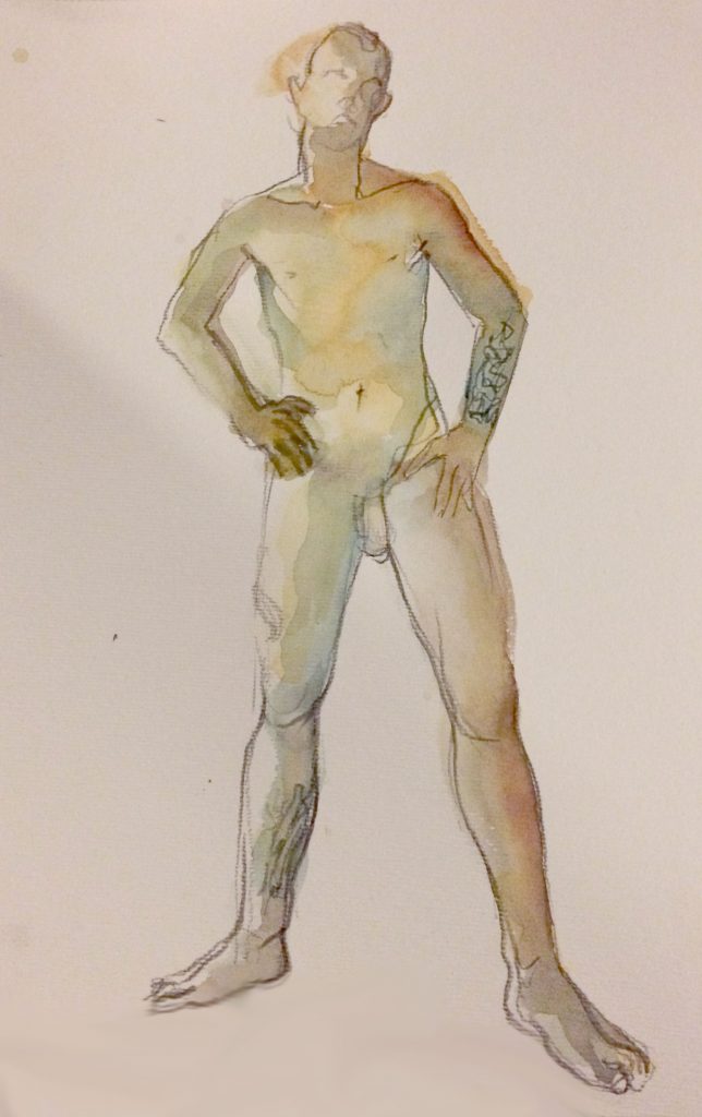 Homme debout
Aquarelle et feutre sur papier
42X29,7