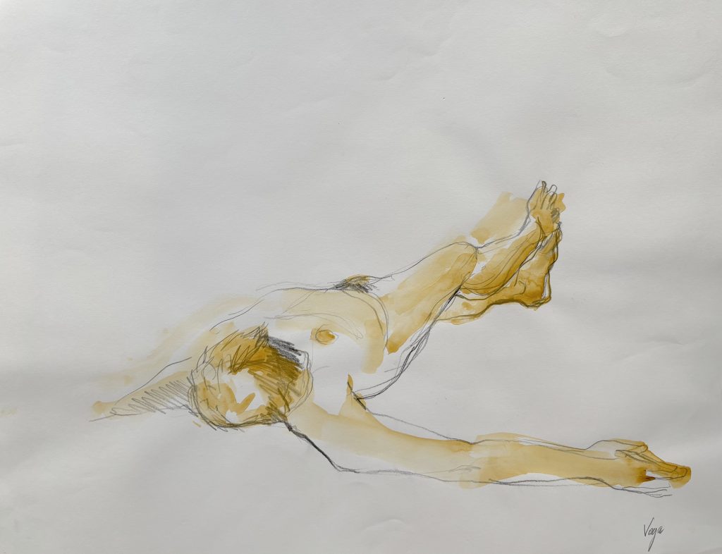 Homme couché
Aquarelle et crayon sur papier
65X50